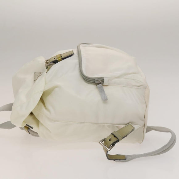 PRADA Backpack Nylon White Silver Auth 134573