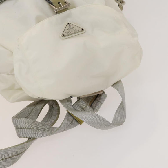 PRADA Backpack Nylon White Silver Auth 134573