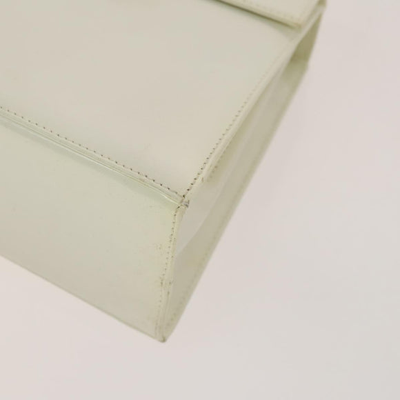Salvatore Ferragamo Gancini Hand Bag Leather 2way White Gold Auth 134575