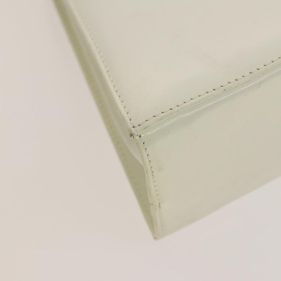 Salvatore Ferragamo Gancini Hand Bag Leather 2way White Gold Auth 134575