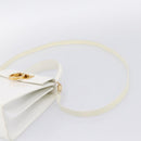 Salvatore Ferragamo Gancini Hand Bag Leather 2way White Gold Auth 134575-15