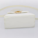 Salvatore Ferragamo Gancini Hand Bag Leather 2way White Gold Auth 134575-16
