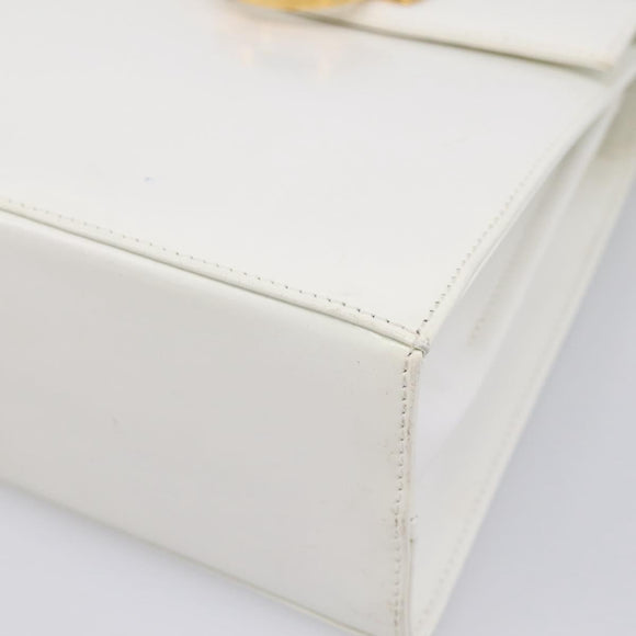 Salvatore Ferragamo Gancini Hand Bag Leather 2way White Gold Auth 134575