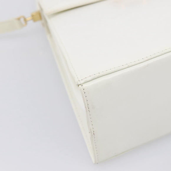 Salvatore Ferragamo Gancini Hand Bag Leather 2way White Gold Auth 134575