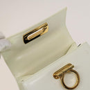 Salvatore Ferragamo Gancini Hand Bag Leather 2way White Gold Auth 134575-10