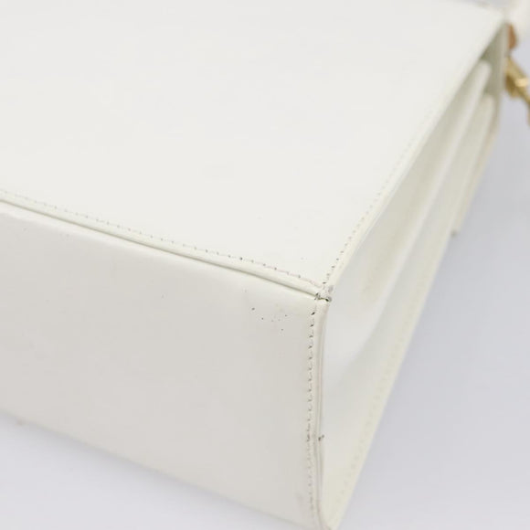 Salvatore Ferragamo Gancini Hand Bag Leather 2way White Gold Auth 134575