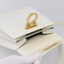 Salvatore Ferragamo Gancini Hand Bag Leather 2way White Gold Auth 134575-19