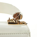 Salvatore Ferragamo Gancini Hand Bag Leather 2way White Gold Auth 134575-25