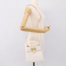 Salvatore Ferragamo Gancini Hand Bag Leather 2way White Gold Auth 134575-26