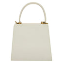 Salvatore Ferragamo Gancini Hand Bag Leather 2way White Gold Auth 134575-2