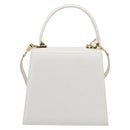 Salvatore Ferragamo Gancini Hand Bag Leather 2way White Gold Auth 134575-2