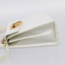 Salvatore Ferragamo Gancini Hand Bag Leather 2way White Gold Auth 134575-3