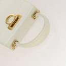 Salvatore Ferragamo Gancini Hand Bag Leather 2way White Gold Auth 134575-7