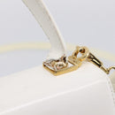 Salvatore Ferragamo Gancini Hand Bag Leather 2way White Gold Auth 134575-8
