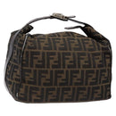 FENDI Zucca Canvas Hand Bag Black Brown Auth 134606-1
