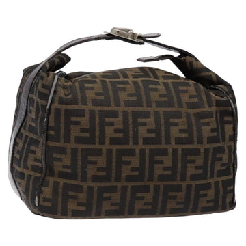 FENDI Zucca Canvas Hand Bag Black Brown Auth 134606
