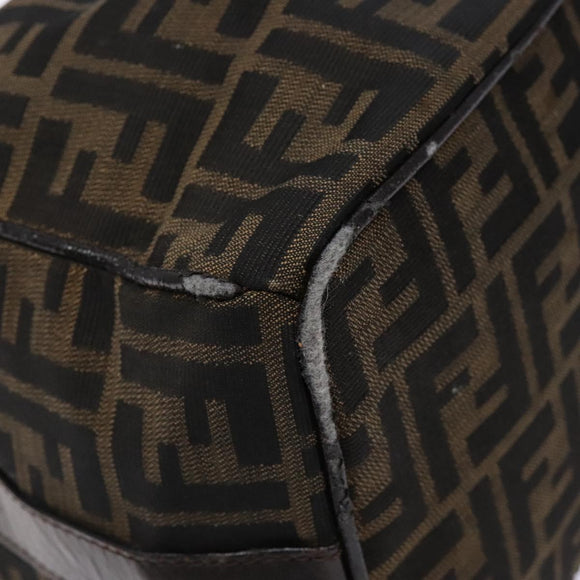 FENDI Zucca Canvas Hand Bag Black Brown Auth 134606