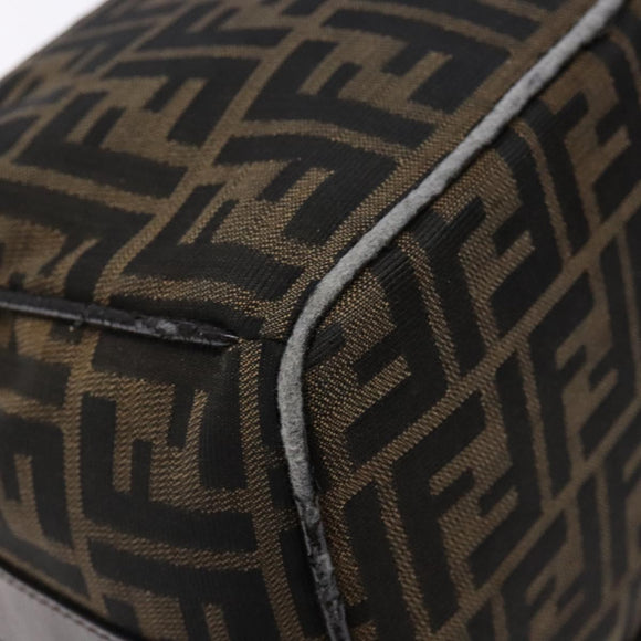 FENDI Zucca Canvas Hand Bag Black Brown Auth 134606