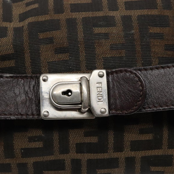 FENDI Zucca Canvas Hand Bag Black Brown Auth 134606