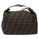 FENDI Zucca Canvas Hand Bag Black Brown Auth 134606-2