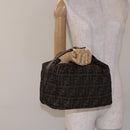 FENDI Zucca Canvas Hand Bag Black Brown Auth 134606-22