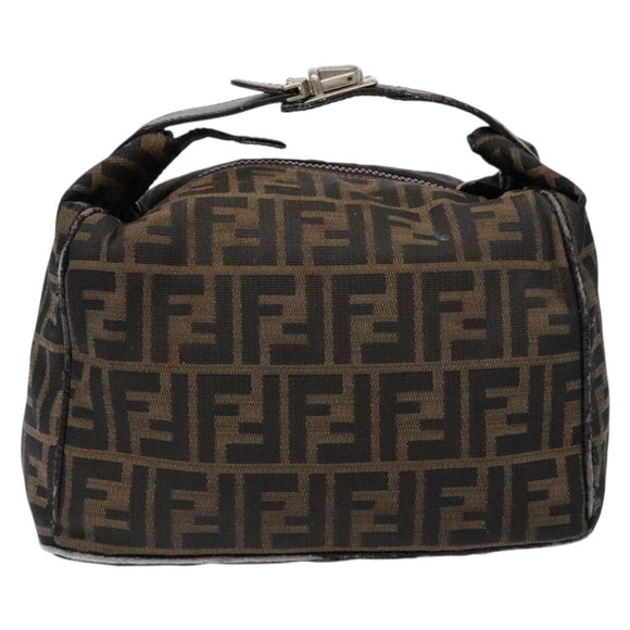FENDI Zucca Canvas Hand Bag Black Brown Auth 134606