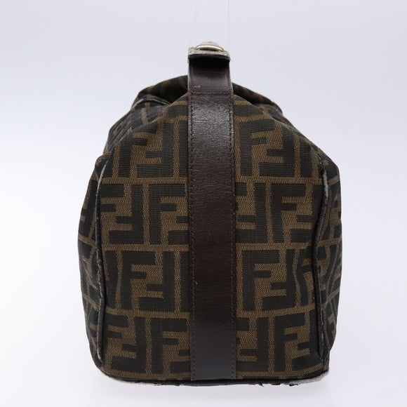 FENDI Zucca Canvas Hand Bag Black Brown Auth 134606