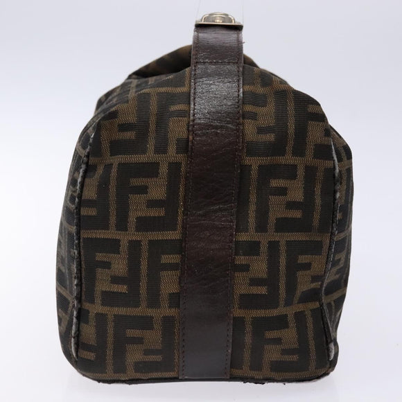 FENDI Zucca Canvas Hand Bag Black Brown Auth 134606