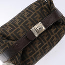 FENDI Zucca Canvas Hand Bag Black Brown Auth 134606-6