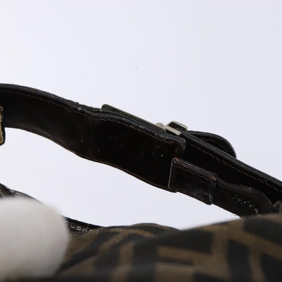 FENDI Zucca Canvas Hand Bag Black Brown Auth 134606