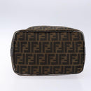 FENDI Zucca Canvas Hand Bag Black Brown Auth 134606-8
