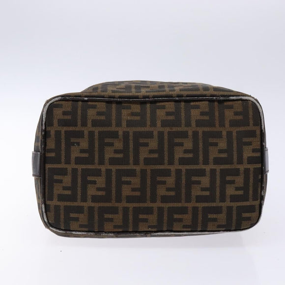 FENDI Zucca Canvas Hand Bag Black Brown Auth 134606