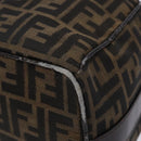 FENDI Zucca Canvas Hand Bag Black Brown Auth 134606-9