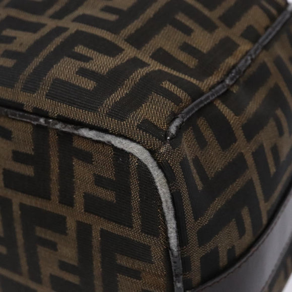 FENDI Zucca Canvas Hand Bag Black Brown Auth 134606