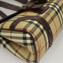 BURBERRY Nova Check Hand Bag PVC Beige Auth 134610-9