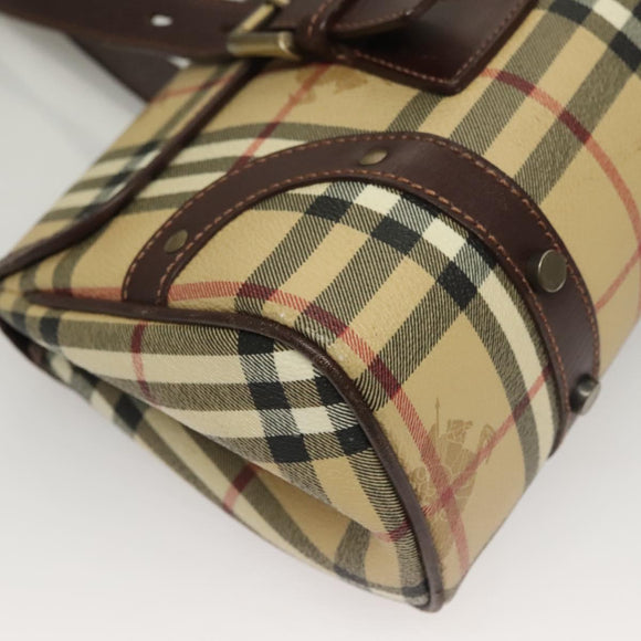 BURBERRY Nova Check Hand Bag PVC Beige Auth 134610
