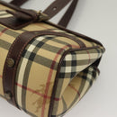 BURBERRY Nova Check Hand Bag PVC Beige Auth 134610-16