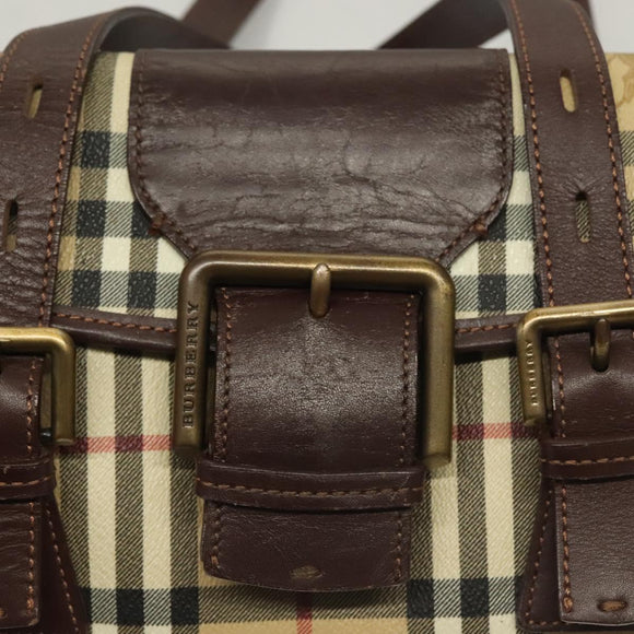 BURBERRY Nova Check Hand Bag PVC Beige Auth 134610