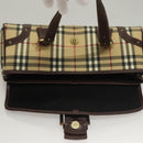 BURBERRY Nova Check Hand Bag PVC Beige Auth 134610-17