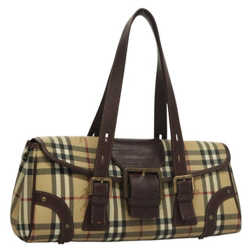 BURBERRY Nova Check Hand Bag PVC Beige Auth 134610