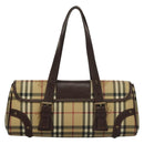 BURBERRY Nova Check Hand Bag PVC Beige Auth 134610-2