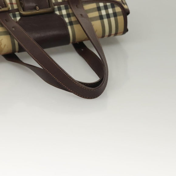 BURBERRY Nova Check Hand Bag PVC Beige Auth 134610
