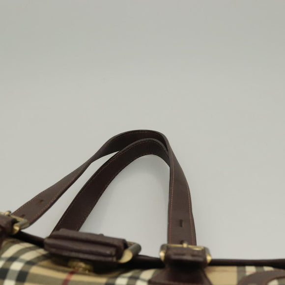 BURBERRY Nova Check Hand Bag PVC Beige Auth 134610