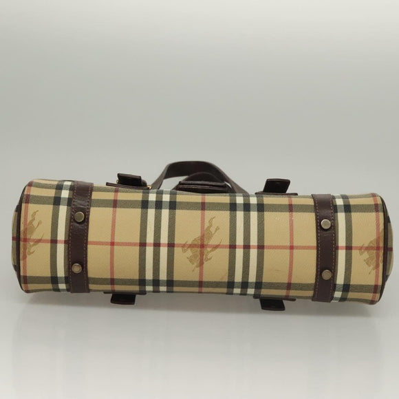BURBERRY Nova Check Hand Bag PVC Beige Auth 134610