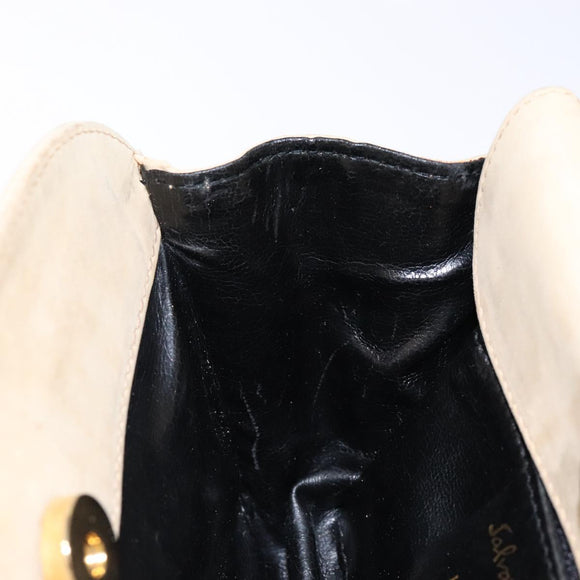 Salvatore Ferragamo Hand Bag Suede Beige Gold Auth 134611