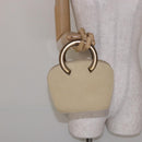 Salvatore Ferragamo Hand Bag Suede Beige Gold Auth 134611-19