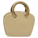 Salvatore Ferragamo Hand Bag Suede Beige Gold Auth 134611-1