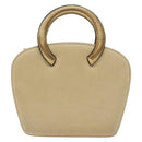 Salvatore Ferragamo Hand Bag Suede Beige Gold Auth 134611-2