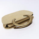 Salvatore Ferragamo Hand Bag Suede Beige Gold Auth 134611-6