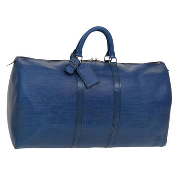 LOUIS VUITTON Epi Keepall 60 Boston Bag Blue M42945 LV Auth 134615